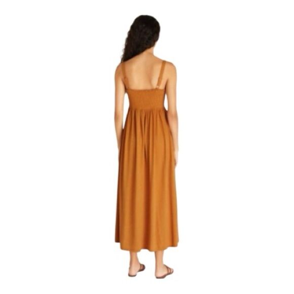 Z Supply Marina Maxi Dress Orange/Brown | cotton• sleeveless • romantic Size M - Picture 4 of 5